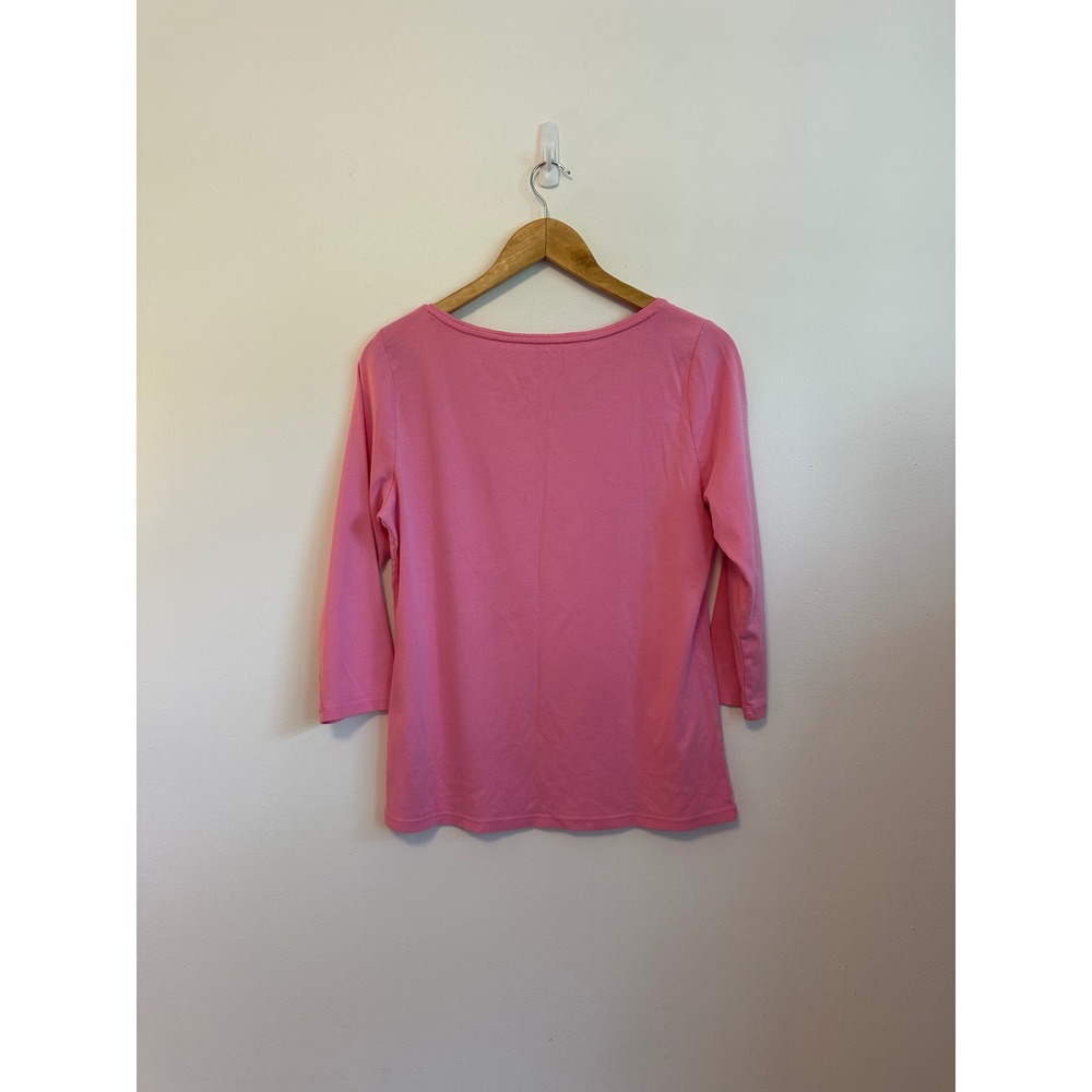 Talbots Pima Cotton Pink 3/4 Sleeve Boatneck T-Shirt | Size Large - Picture 5 of 8